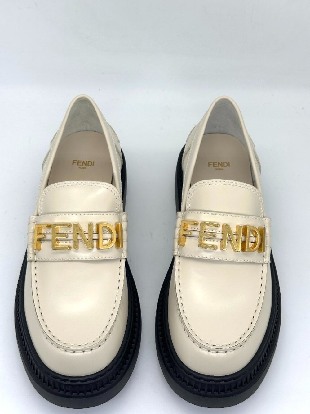 FENDI Fendigraphy Graphy Signature Logo Leather Platform Loafers Shoes - Picture 7 of 16